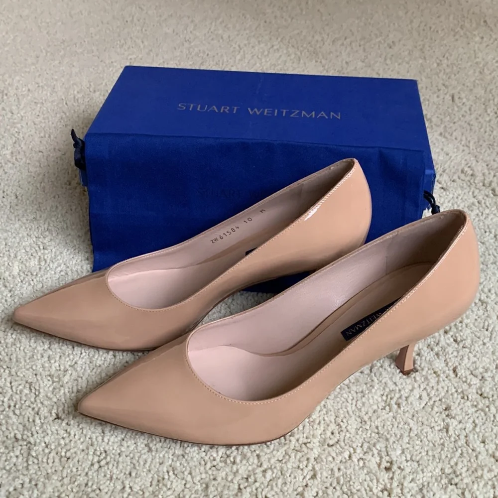NIB Stuart Weitzman Patent Leather “Tippi” 70mm Heels, Adobe (nude) sz 10M - Picture 6 of 12